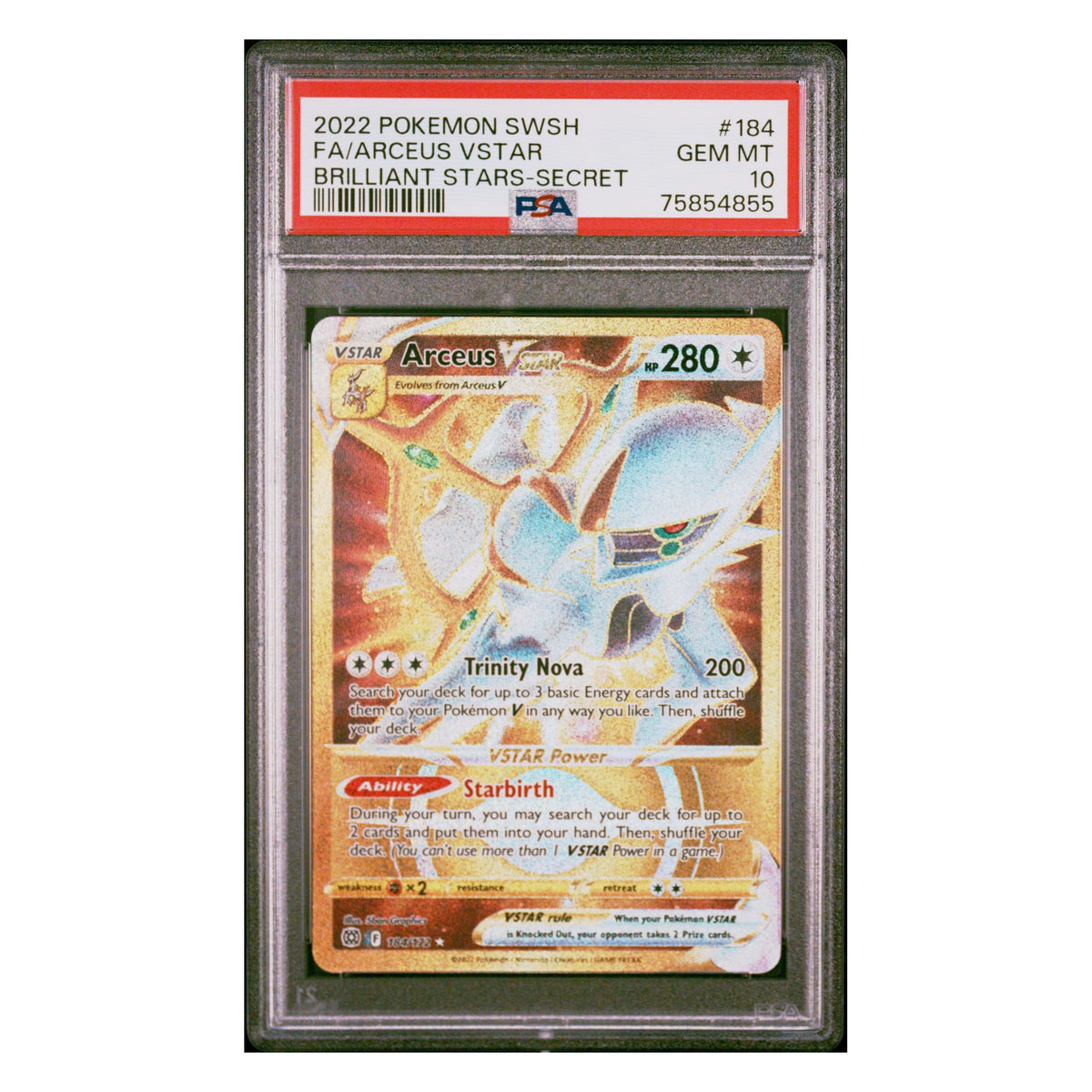 Arceus VSTAR 184/172 Gold Secret Rare – Brilliant Stars – Englisch – PSA 10 GEM MT