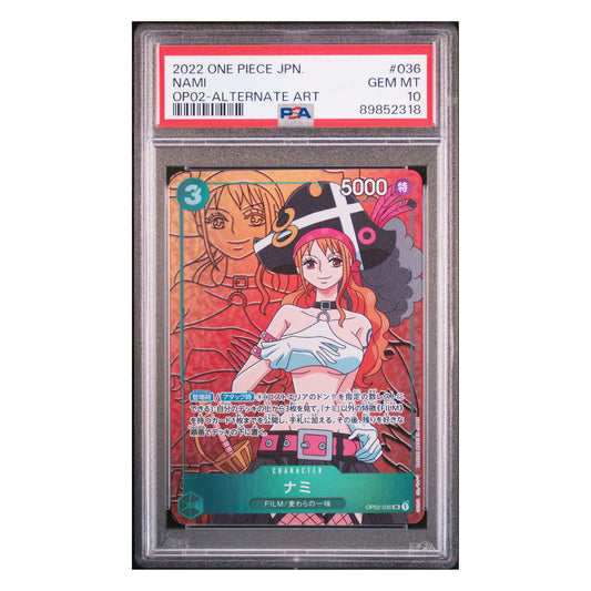 Nami OP02-036 Super Rare Alternate Art – Paramount War – Japanisch – PSA 10 GEM MT