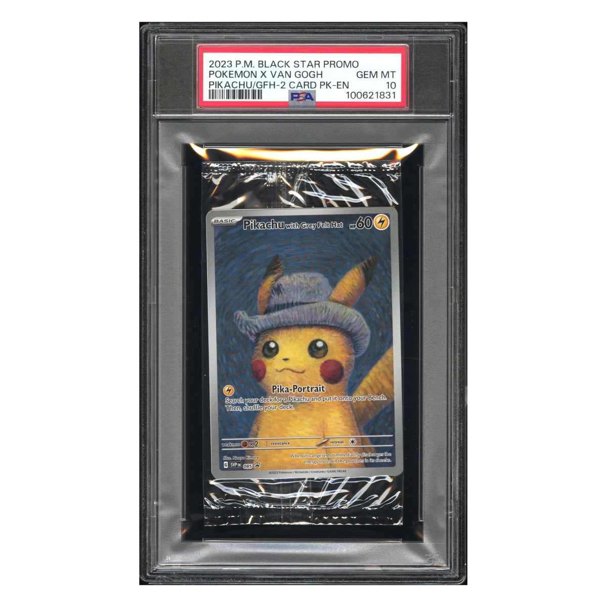 Pikachu with Grey Felt Hat 085 – Van Gogh – Versiegeltes Promopack – Englisch – PSA 10