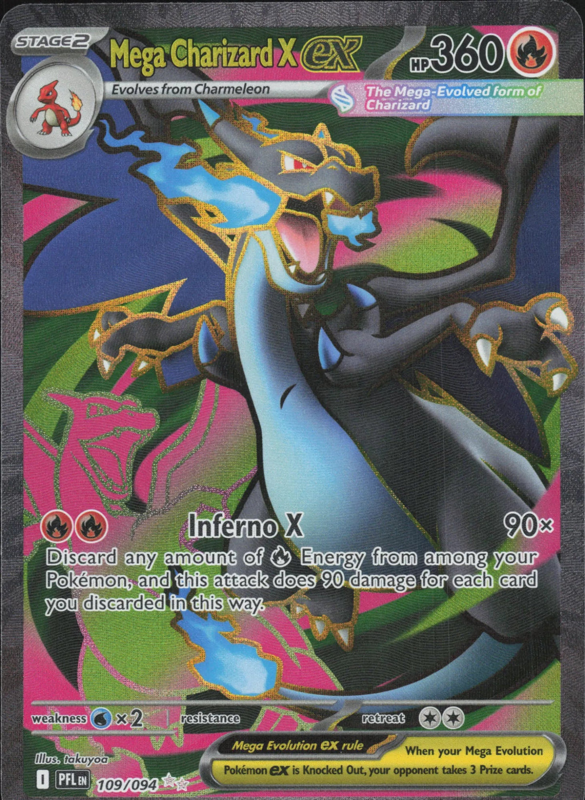 Pokémon - Mega Charizard X ex 109/094 Phantasmal Flames (EN) - NM